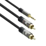 Garso kabelis ACT AC3605 1,5 m 3,5 mm &ndash; 2 x RCA juodas