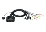 ATEN CS52DP 2 prievadų USB-C DisplayPort hibridinis KVM jungiklis, 4096 x 2160 pikselių, 4K Ultra HD, 0,74 W, juodas