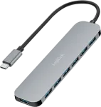 LogiLink USB-C centras, 7 prievadai, USB 3.2 Gen 1, 7x USB-A Alu. (UA0457)