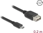 USB 2.0 laidas DELOCK 81516 &mdash; Micro‑USB B į USB A, 0,2 m, juodas, auksuoti kontaktai