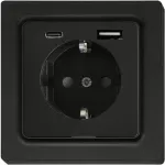 Eltako įžemintas ki&scaron;tukinis lizdas su USB-A ir USB-C, antracito matinis DSS55E+USBA+C-am (30055900)