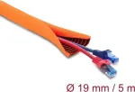 Kabelių apsauginė spiralė savaime užsidaranti dviejų sluoksnių 5 m x 19 mm DELOCK 19028 oranžinė