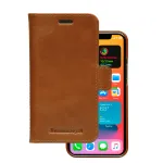 Dėklas-piniginė dbramante1928 Lynge, iPhone 12 mini (5,4 colio), Tan, 3 kortelių ki&scaron;enės, stovas ant stalo