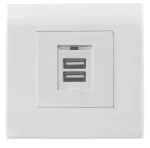 Intellinet 2 prievadų USB-A sieninis lizdas su apdailos rėmeliu, du įkrovimo prievadai su apsauginiu dangteliu, 5 V / 2,1 A i&scaron;ėjimas, 80 x 80 europieti&scaron;kas rėmelis