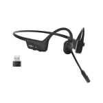 SHOKZ OpenComm2 UC 2025 atnaujintas belaidis kaulinio laidumo ausinių rinkinys su USB-C įkrovimu ir USB-C adapteriu, 16 val. pokalbio laiko, 29 m belaidžio ry&scaron;io nuotolis, 1 val. įkrovimo laikas, triuk&scaron;mą slopinantis boom mikrofonas ir dongle, juoda
