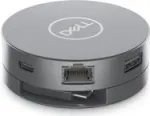 Dell 6-in-1 USB-C Multiport Adapter DA305 &ndash; laidinis &ndash; USB 3.2 Gen 2 (3.1 Gen 2) Type-C &ndash; 10/100/1000 Mbit/s &ndash; sidabrinis &ndash; 3840 x 2160 pikselių &ndash; Dell