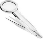 Pincetas su didinamuoju stiklu FIRST AID ONLY P-10011, 23 mm plastikinis lę&scaron;is, 4,5&times; didinimas, sidabrinis