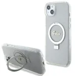 Guess GUHMP15MHRSGSD iPhone 15 Plus / 14 Plus 6,7 inch Transparent Hardcase Ring Stand Script Glitter MagSafe