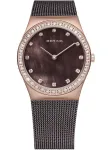 BERING Women's Classic Quartz Analog Watch 26mm Stainless Steel Rose Gold-Tone and Brown