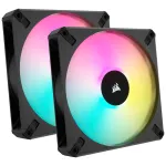 Corsair iCUE AF140 RGB ELITE CO-9050156-WW juodi 140 mm korpuso ventiliatoriai, PWM, 2 vnt. pakuotė su RGB valdikliu