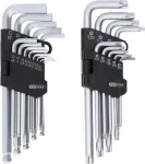KS TOOLS 22 dalių &scaron;e&scaron;iakampių ir TORX L formos raktų rinkinys su rutuliniu antgaliu ir laikikliu