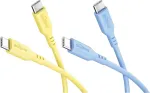 Goobay Sun & Sky rinkinys 2x USB-C silikoniniai kabeliai 1,5 m geltonas mėlynas 81274
