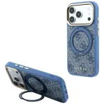 Guess GUE005696 dėklas iPhone 18 Pro Max / 17 Pro Max su MagSafe ir Ring Stand 360 4G Classic Logo, mėlynas