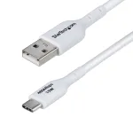 StarTech.com 3 m USB-A į USB-C įkrovimo laidas, įkrovimas ir sinchronizavimas, 3 A, USB 2.0, TPE apvalkalas - baltas