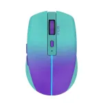 INCA IWM-511RM belaidė pelė &ndash; RF + Bluetooth + USB Type-C, 1600 DPI, 6 mygtukai, žalia-violetinė