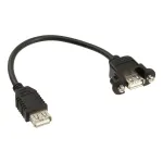 InLine USB 2.0 adapterinis kabelis, USB A lizdas / korpuso jungtis USB A, 0,2 m