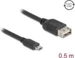 USB 2.0 laidas DELOCK 81517, Micro-USB B į USB A, 0,5 m, juodas