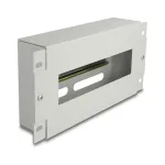 Delock 67319 10" grandinės pertraukiklių juosta su dangteliu ir DIN bėgiu, 3U, metalinė, pilka