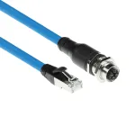 ACT Industrial 1.50 m sensorinis kabelis M12X 8 kontaktų moteri&scaron;kas &scaron;asijai į RJ45, Superflex SF/UTP TPE, ekranuotas