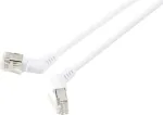 Renkforce RF-6071564 RJ45 tinklo kabelis, CAT 6a F/UTP 0,50 m, baltas, ki&scaron;tukas su 360&deg; sukiojamais kontaktais ir kampuotu kabelio i&scaron;ėjimu, 1 vnt.