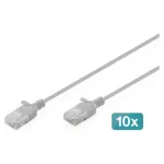 Tinklinis jungiamasis laidas DIGITUS CAT 6 U-UTP Slim 0,5 m pilkas, pakuotė po 10 vnt.