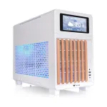 Thermaltake TR200 WS Snow White &mdash; Micro-ATX PC korpusas, tinklelis su tikros medienos priekiu, 1x 120mm ventiliatorius, USB-C, 360mm radiatoriaus / 365mm GPU palaikymas