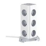BlitzWolf BW-EC3 Vertikalus maitinimo blokas su 12 lizdų, 4 USB prievadais, 2 m laidu, EU ki&scaron;tuku