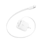 Belkin BOOST CHARGE Pro 67W Dual GaN Wall Charger su įtraukiamu USB-C kabeliu, baltas