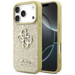 Guess Fixed Glitter Big 4G Dėklas Apple iPhone 17 Pro, Auksinis