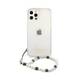 Guess Apple iPhone 12/12 Pro PC Script and White Pearls Case Transparent