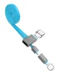 Hoco UPL03 Share Line Apple + Micro USB Blue 2-in-1 įkrovimo ir duomenų kabelis, 1 m