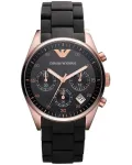 ARMANI AR5906 Moteri&scaron;kas laikrodis su rožinio aukso spalvos nerūdijančio plieno apyranke ir chronografu