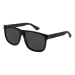 Gucci GG0010S-003 Vyri&scaron;ki kvadratiniai akiniai nuo saulės, blizgantis juodas rėmas, pilki lę&scaron;iai, 58/16/145 mm