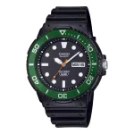 Casio MRW-230H-1E3 vyri&scaron;kas analoginis kvarcinis laikrodis su juodu ciferblatu ir juoda derva apyranke, 47,9 mm korpusas