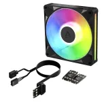 Arctic BioniX P14 A-RGB 140 mm PWM korpuso ventiliatorius su Daisy Chain, 400&ndash;2500 RPM, 186 m&sup3;/h, juodas