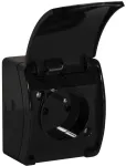 VIPLAST KOALA Pavir&scaron;inio montavimo lizdas su įžeminimu ir dangteliu, juodas, IP44, 16A, 250V, 2P+E