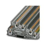 Phoenix Contact 3213949 PTI 2,5-PE/L/L daugiapakopis gnybtų blokas, Push-in, 3 pakopos, 6 jungtys, 2,5 mm&sup2;, 400 V, 24 A, pilkas