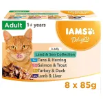 IAMS Delights Land & Sea Collection drebučiuose, drėgnas kačių ėdalas, 8 x 85 g