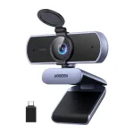 UGREEN FineCam Lite 4K UHD internetinė kamera su 4 mikrofonų masyvu, privatumo užsklanda, reguliuojamu matymo lauku, automatiniu kadravimu, HDR, USB-C, pilka