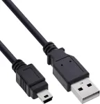 InLine USB 2.0 Mini kabelis, USB-A vyri&scaron;kas į Mini-B vyri&scaron;ką, juodas, 5 m