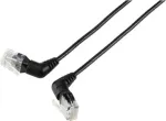 Renkforce RF-6071540 CAT 6 U/UTP tinklo pataisos kabelis, RJ45, 0,5 m, juodas, 360&deg; pasukami kampuoti ki&scaron;tukai