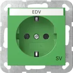 Gira 4457107 Schuko lizdas su atlenkiamu dangteliu, padidinta apsauga nuo prisilietimo, System 55, žalias