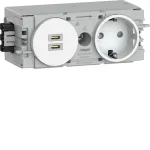 Hager Winsta įleidžiamas SCHUKO lizdas su 2x USB-C PD 20W įkrovikliu, grynai balta GS17009016