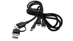 EXSYS EX-K1404 2-in-1 į 3-in-1 USB-C/A į USB-C/Micro B/Lightning nailonu pintas daugiafunkcis įkrovimo ir duomenų kabelis, 1,2 m, juodas