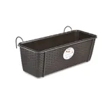 STEFANPLAST Balkono gėlių dėžė su metaliniu laikikliu, ruda, 50x18x16 cm