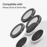 Zagg Glass Elite antirefleksinės kameros apsaugos iPhone 18 Pro Max / 17 Pro Max / 18 Pro / 17 Pro, sidabrinės