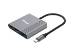 Equip 133488 3 viename USB-C į HDMI / USB-A / USB PD adapteris, USB 3.2 Gen 1 (3.1 Gen 1), 4K/60 Hz, 100 W PD, aliuminis, juodas/pilkas