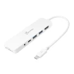 j5create JCD373-N USB-C &scaron;akotuvas&ndash;adapteris su Power Delivery, HDMI 4K (3840x2160 @ 30 Hz), USB-A, USB-C, SD/microSD, 3,5 mm, 5 Gbit/s, baltas