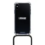Lookabe kaklo pakabos telefono dėklas iPhone X/XS, auksinis/juodas