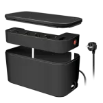 LogiLink LPS282U ilgintuvas su 4 apsauginiais lizdais, 2 USB-A ir 1 USB-C, juodas